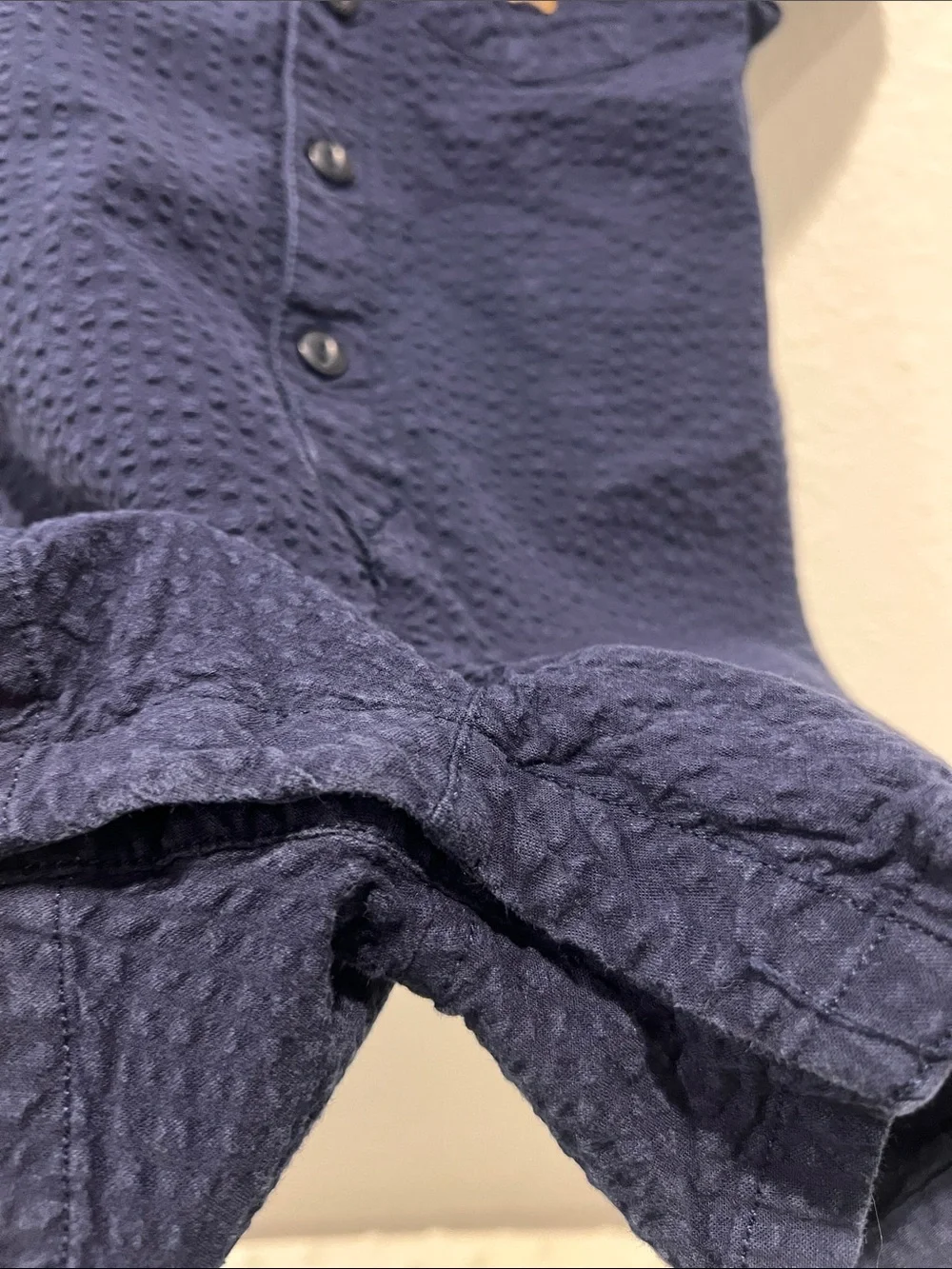 GAP Navy Blue Short-Sleeve Button Romper and Hat